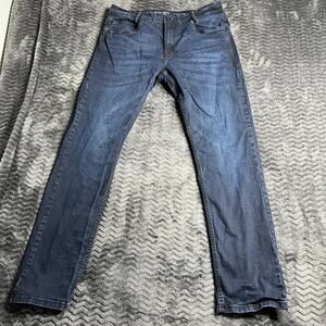 Mufti Jeans Mens 34 Blue Dark Wash Slim Fit Stretch Denim Pants Skinny Leg